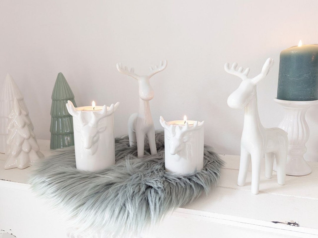 Tealight Holder With Reindeer Head in 3 Sizes Candle Holder Ceramic Candlestick Reindeer Etsy Australia