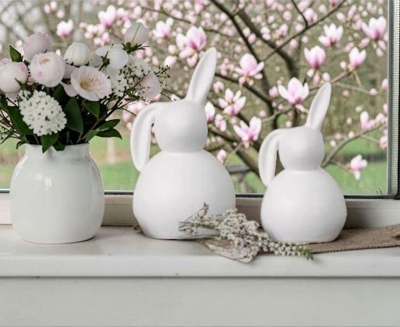 Keramik Hase Marta 2 Größen , Hase, Osterdeko, Ostern, Tischdeko Ostern
