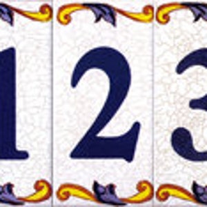 Adressschild, Keramiknummer, Namensschild, Keramikbuchstabe, Hausnummer CATALAN groß Fliese Zahl spanische Hausnummer 0 9 Bild 2