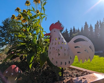 Windlicht Huhn Metall innen und außen in 2 Größen, Laterne, Gartenlaterne, Gartendeko, Windlicht Metall  ER02455910/02455920