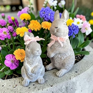 2-er Hasenset Zement Set Pflanzgefäß Ostern Gartendeko, Pflanzgefäß Zement, Übertopf,