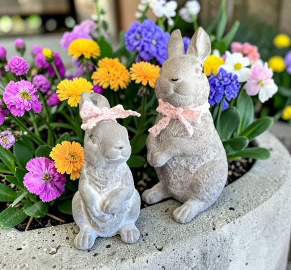 Coniglietto Pasquale Decorativo Per Giardino – Ornamento In Resina 15,6 Cm – Resistente Alle Intemperie - 2