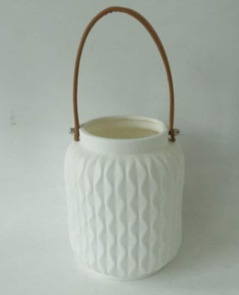LED lantern white porcelain, candle holder, lantern, LED light spring image 4