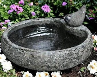 Große Vogeltränke Sand schwarz Vogeldeko, Gartendeko, Vogelhaus, Vogelbrunnen