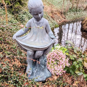 Bird fountain, figure girl special ceramic 82 cm, garden figure fountain girl standing image 4