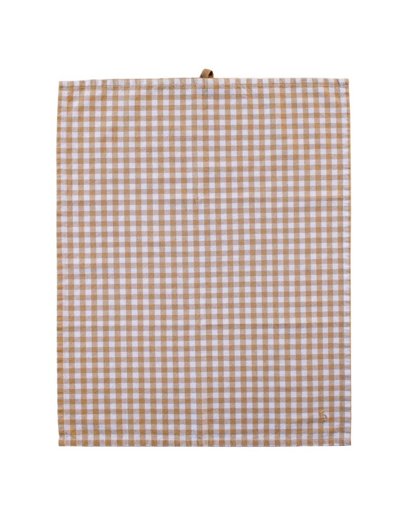 Set of 2 recycled cotton tea towels beige checked, recycling, cotton, kitchen textiles Sweden image 5