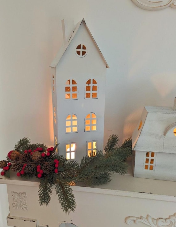 XXL Candle Houses Three Different Shapes Metal, Lantern, Christmas