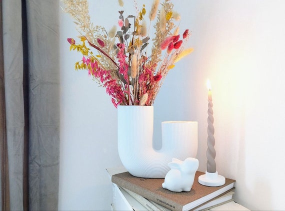 Vase, Ceramic Vase, U-vase, U-shaped Vase, White, Flower Vase