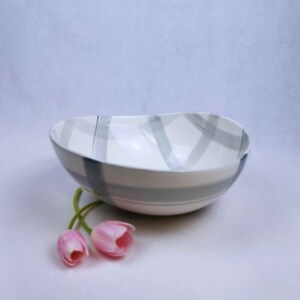 Schüssel Schale Obstschale Keramikschüssel geschwungene Form groß 30 cm Abano grey 2000 R quadri Bild 5