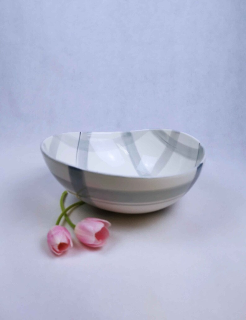 Schüssel Schale Obstschale Keramikschüssel geschwungene Form groß 30 cm Abano grey 2000 R quadri Bild 5