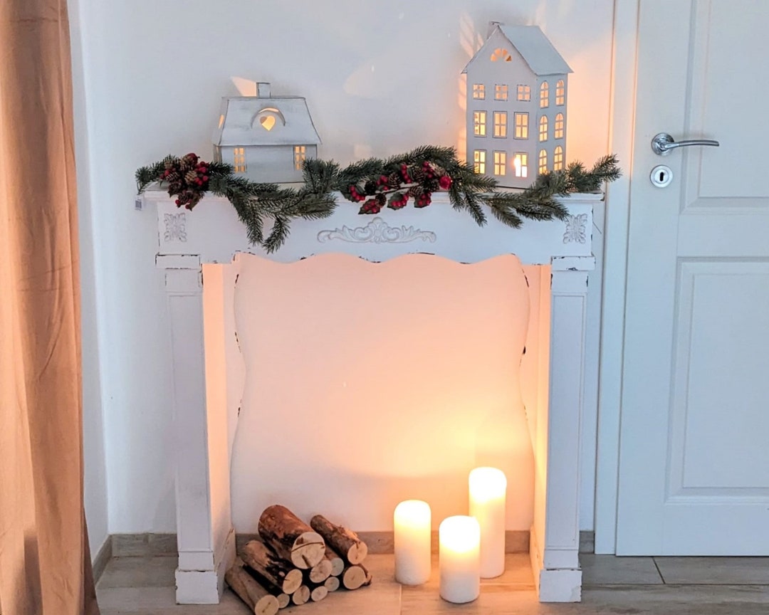 Console De Cheminée Style Cottage - Blanc Bois - 112 X 137 X 20 Cm - Palazzo INT