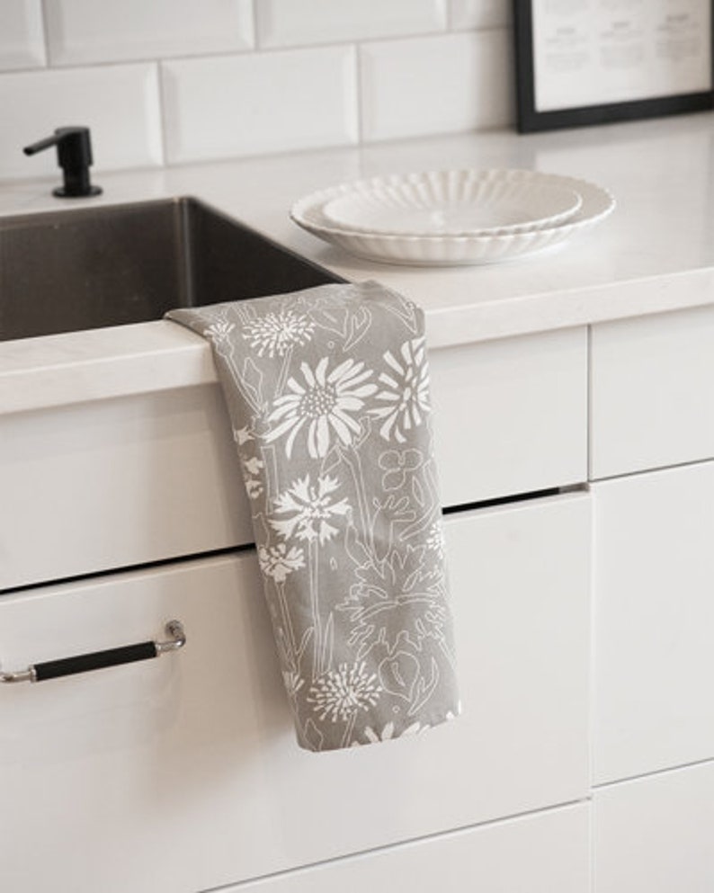 Tea towel cotton beige flowers, cotton, kitchen textiles Sweden image 7