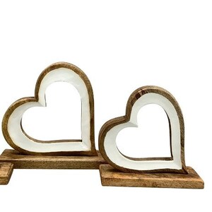 Heart decoration, wooden heart, wooden heart, white heart, spring image 3