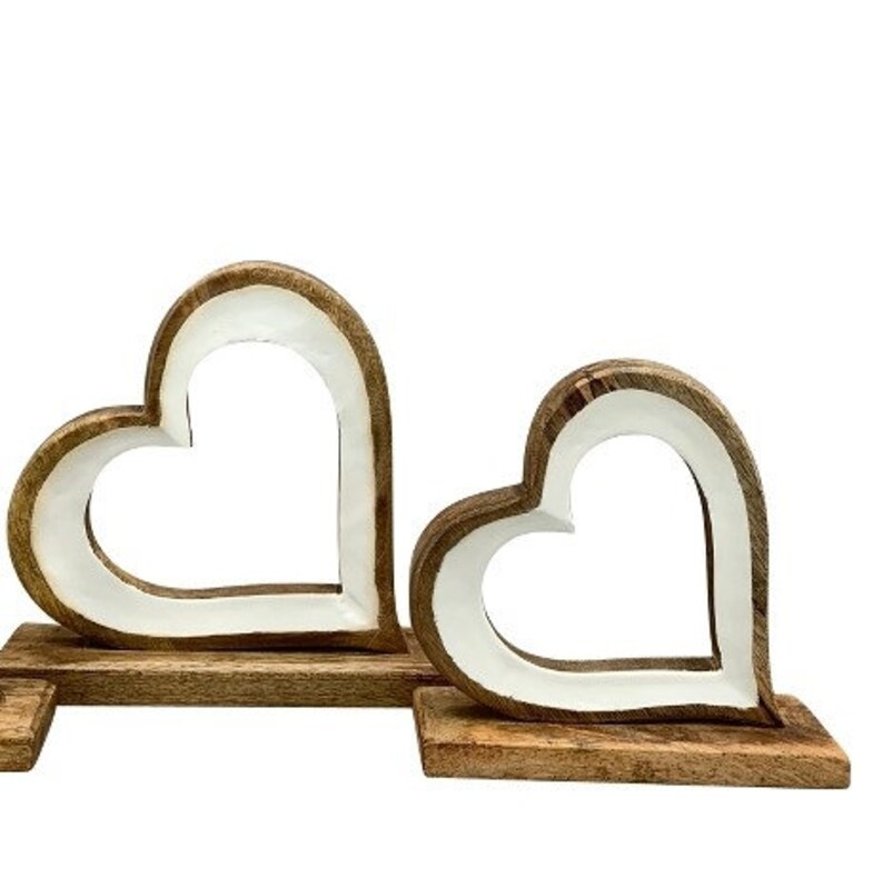 Heart decoration, wooden heart, wooden heart, white heart, spring image 3