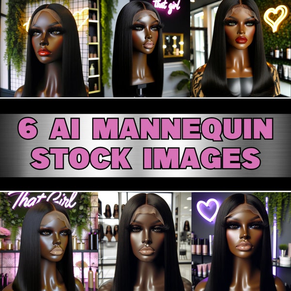 6 Beauty Company High-Quality Mannequin, AI Stock Photos, Glam WIGS, Wig Stock Photos, AI Photography, Ultra realistic