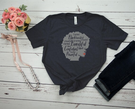 Grey Silhouette Of Women Afro Tshirt Curly Girl Shirt Natural Hair Tee Curly Hair Shirt Silhouette Shirt Word Art Shirt Grey