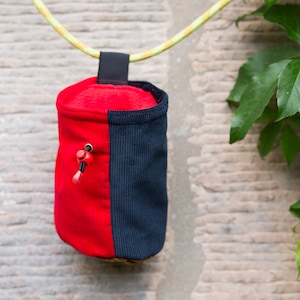 Recycled corduroy chalk bag for climbing and bouldering