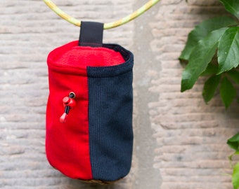 Recycled corduroy chalk bag for climbing and bouldering