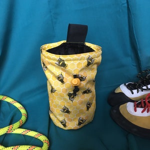 Bumble bee honeycomb chalk bag for climbing and bouldering