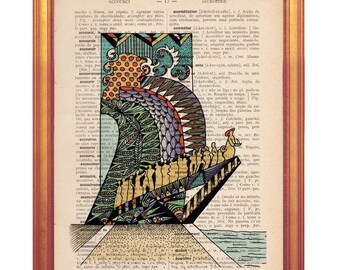 Padrao dos Descobrimentos landmark illustration handmade print on dictionary book page for Lisbon lovers city illustrations wall art lisbon
