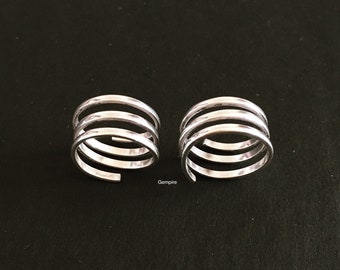 Sterling zilveren teenring - spiraalvormige teenring, verstelbare teenring, veerteenring, spiraalteenring, Helix Midi-ring, stapelband knokkelring