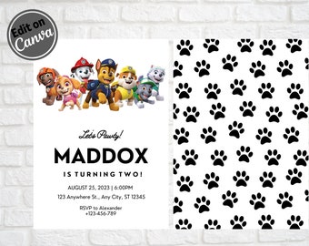 Adventure Dogs Birthday Party Invitations, Hero Pups, EDITABLE, Boys Birthday, Girls Birthday, Instant Download, Movie