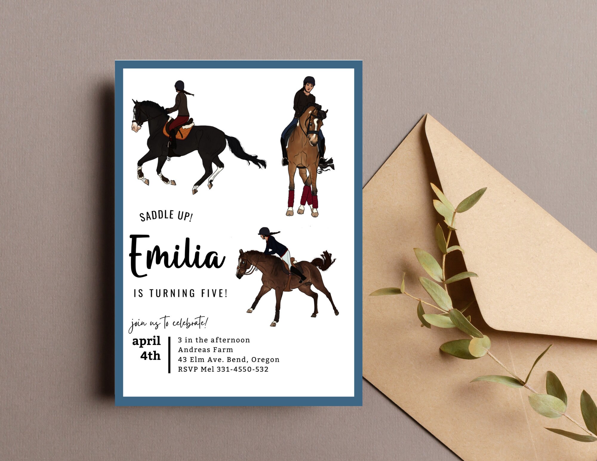 Horse Birthday Party Invitation, Horseback Riding Party, Printable, Editable, INSTANT DOWNLOAD