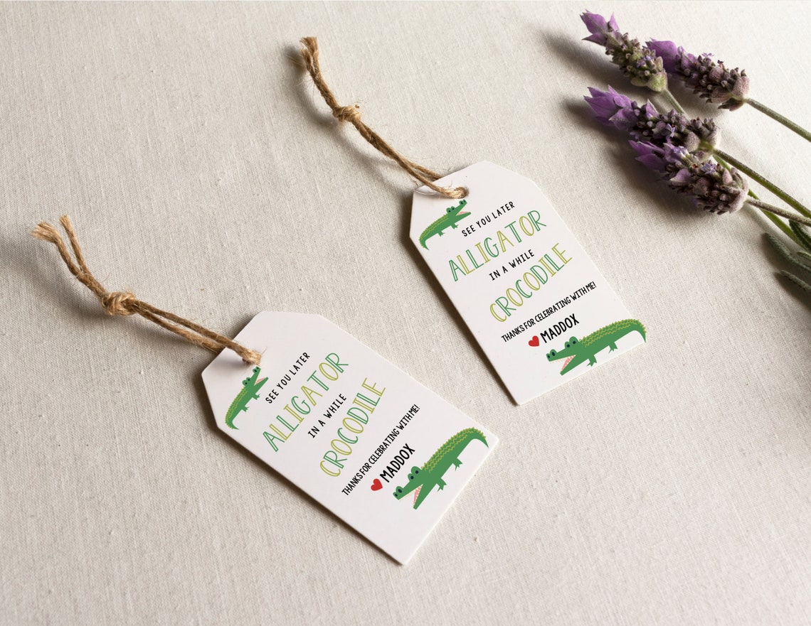 Crocodile Snap Birthday Gift Tags Crocodile Tags Alligator Etsy