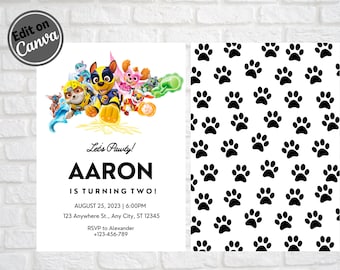 Adventure Dogs Mighty Birthday Party Invitations, Mighty Pups, EDITABLE, Boys Birthday, Girls Birthday, Instant Download, Movie