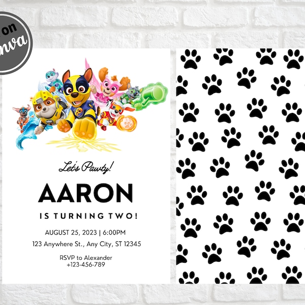 Adventure Dogs Mighty Birthday Party Invitations, Mighty Pups, EDITABLE, Boys Birthday, Girls Birthday, Instant Download, Movie