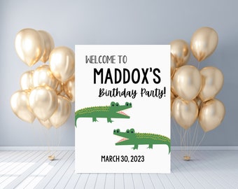 Crocodile Snap! Birthday Welcome Sign, Crocodile, Alligator Party, Welcome Poster, Instant Download