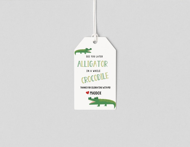 Crocodile Snap Birthday Gift Tags, Crocodile Tags, Alligator Party
