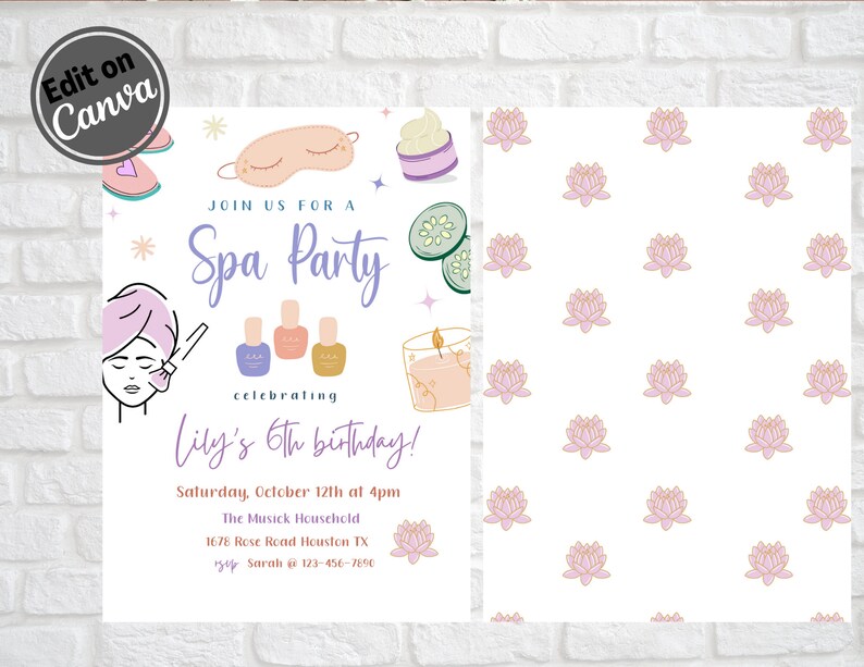 Spa Invitations, Girls Spa Invitation, Pampering, EDITABLE, Boys ...