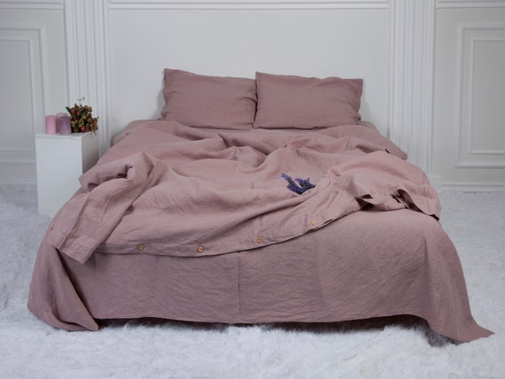 Duvet Cover Dusty Pink Linen Bedding Duvet Set King Natural Etsy