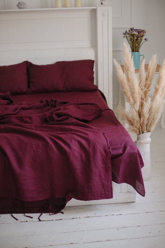 Burgundy Linen Duvet Cover King Linen Duvet Cover Wine Linen Etsy