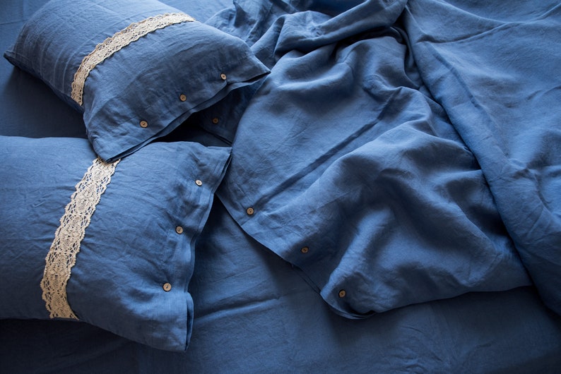 Blue Duvet Cover Linen Denim Blue Duvet Duvet Blue King Etsy