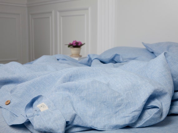 Dusty Blue Linen Duvet Cover King Linen Duvet Cover Blue Etsy