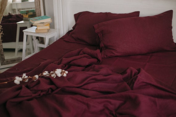 Burgundy Linen Duvet Cover King Linen Duvet Cover Wine Linen Etsy