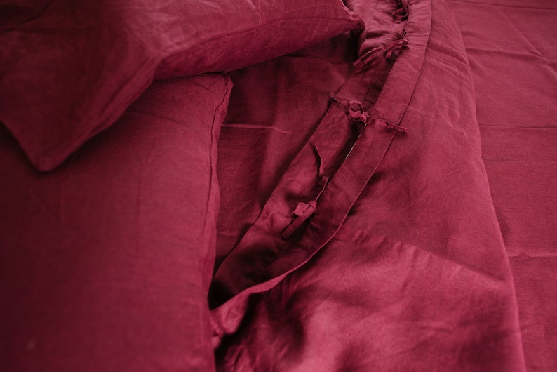 Burgundy Sham linen pillow cover Linen king pillowcase Washed linen bedding US size European bedding set burgundy European cushion cover