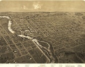 Bird 39 s Eye View Map of Niles, Michigan (1868) Panoramic Gallery Wrapped Canvas Wall Art Print (D40)