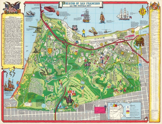 Presidio Of San Francisco Map Presidio Of San Francisco And Fort Winfield Scott Gallery | Etsy New Zealand