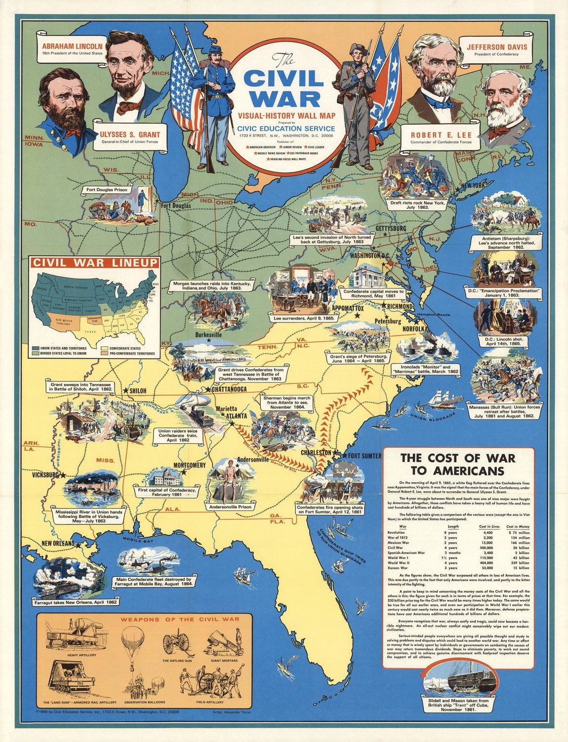 Civil War Visual History Wall Map Prepared by Civic  Etsy Canada