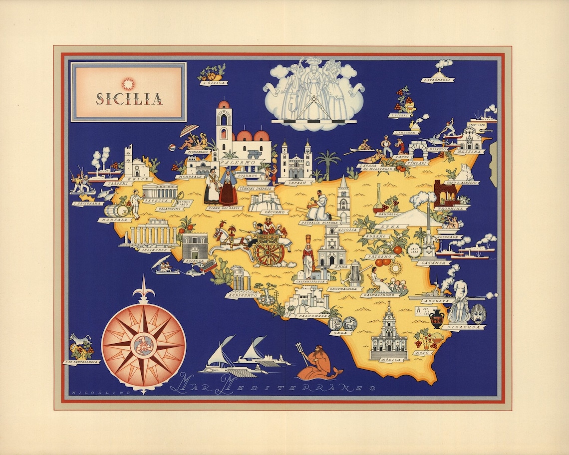 Sicilia Gallery Wrapped Canvas Wall Art Print D5060 Etsy