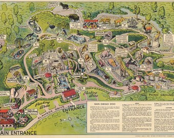 antique zoo map etsy