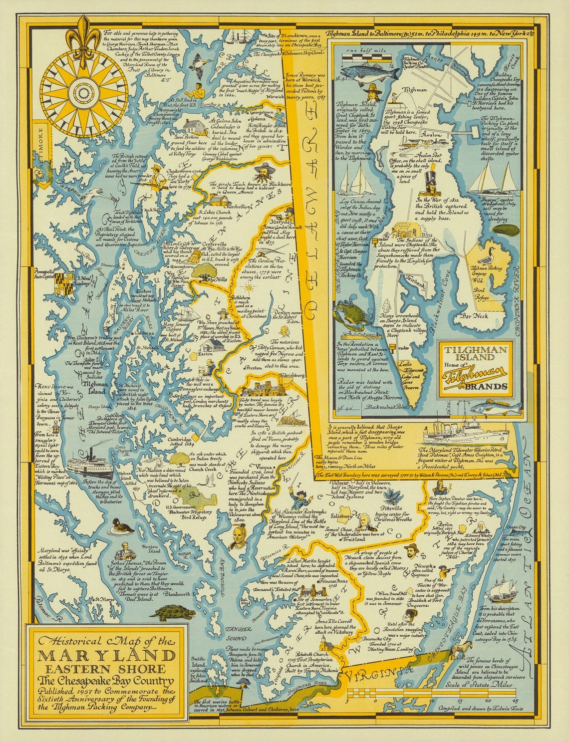 Historical Map of the Maryland Eastern Shore the Chesapeake Etsy