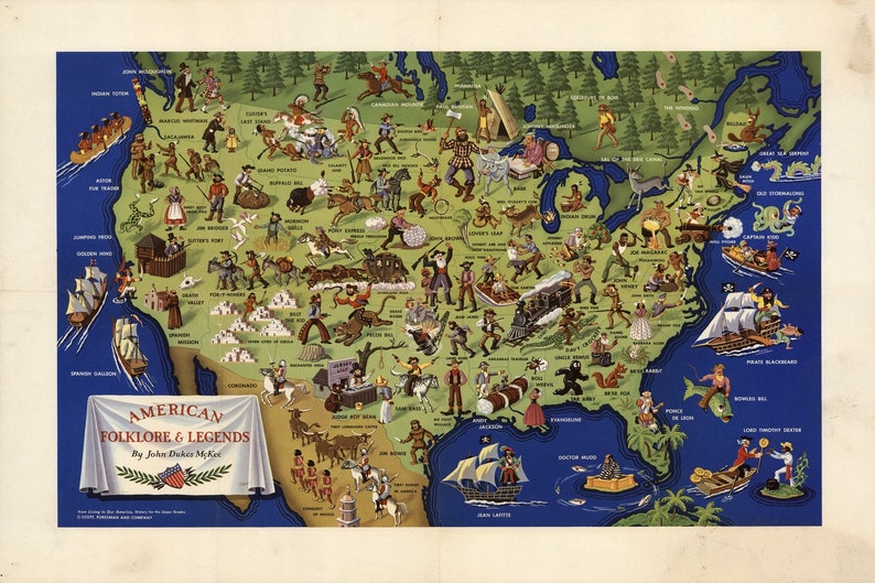 D4060 American folklore /& Legends By John Dukes McKee Gallery Wrapped Canvas Wall Art Print