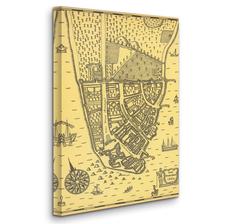 New Amsterdam 1664. Manhattan New York City Gallery Wrapped Etsy New Amsterdam 1664. Manhattan New York City Gallery Wrapped Etsy