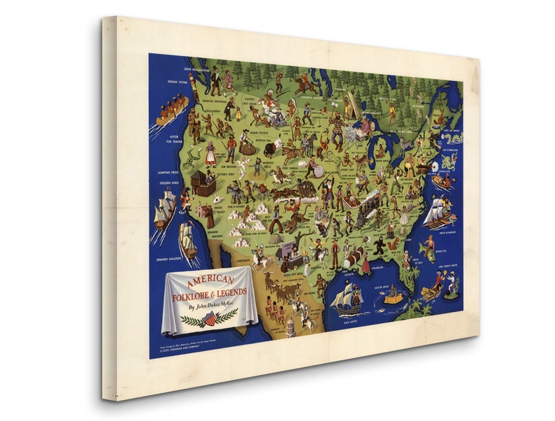 D4060 American folklore /& Legends By John Dukes McKee Gallery Wrapped Canvas Wall Art Print