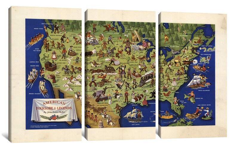 D4060 American folklore /& Legends By John Dukes McKee Gallery Wrapped Canvas Wall Art Print