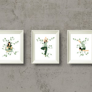 3 Prints Yoga Poster Set, Yoga Instant Download Printable, Yoga Gift, Meditation Print, Yoga Art, Yoga Home Decor, Yoga Asana, Floral Print